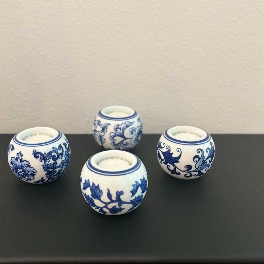 Blue and White Ceramic Candle Holders